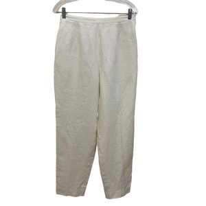 Jones New York Women Linen Straight Leg Pants Color Cream Size 10